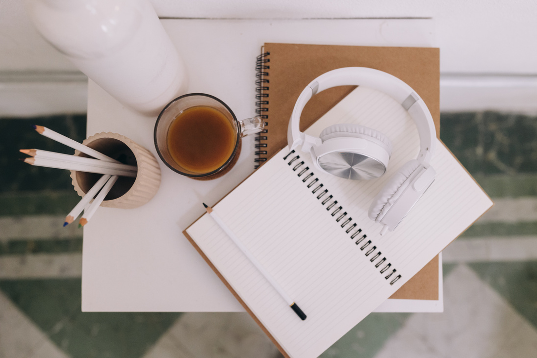 Coffee and Study Materials Flatlay